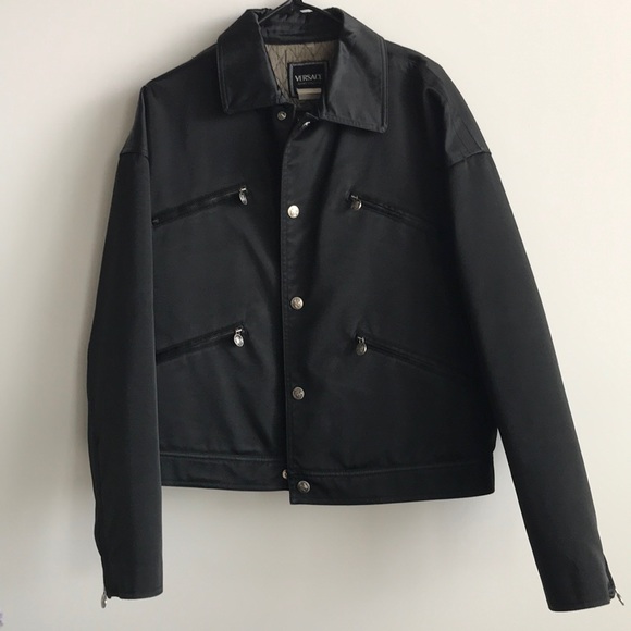 Versace Other - VERSACE ~Nylon Black Zipper Classic Coat with Logo